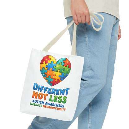Autism Awareness Tote — "Different Not Less" Puzzle Heart