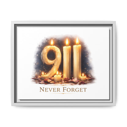 9/11 Never Forget Framed Canvas Print