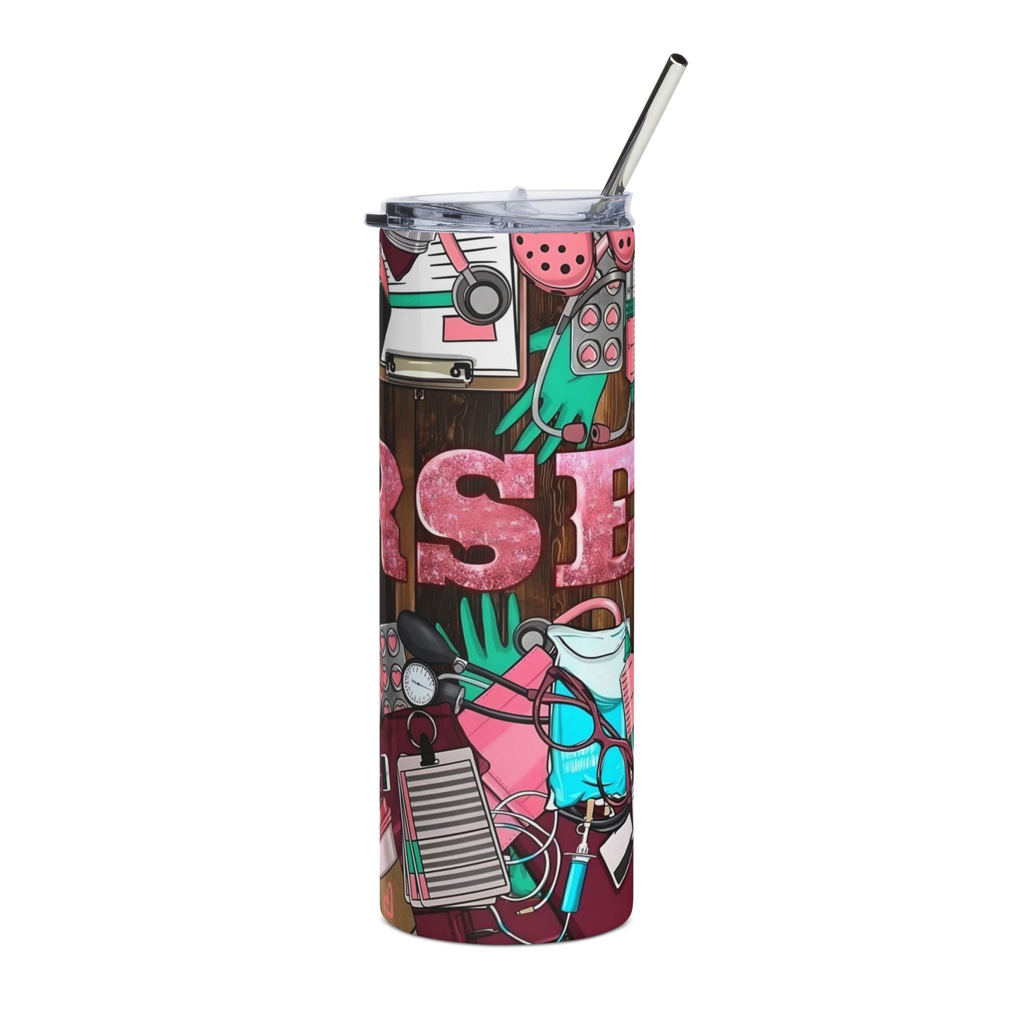 Nurse Life 20oz Stainless Steel Tumbler – Medical Scrubs, Stethoscope & Rx Design