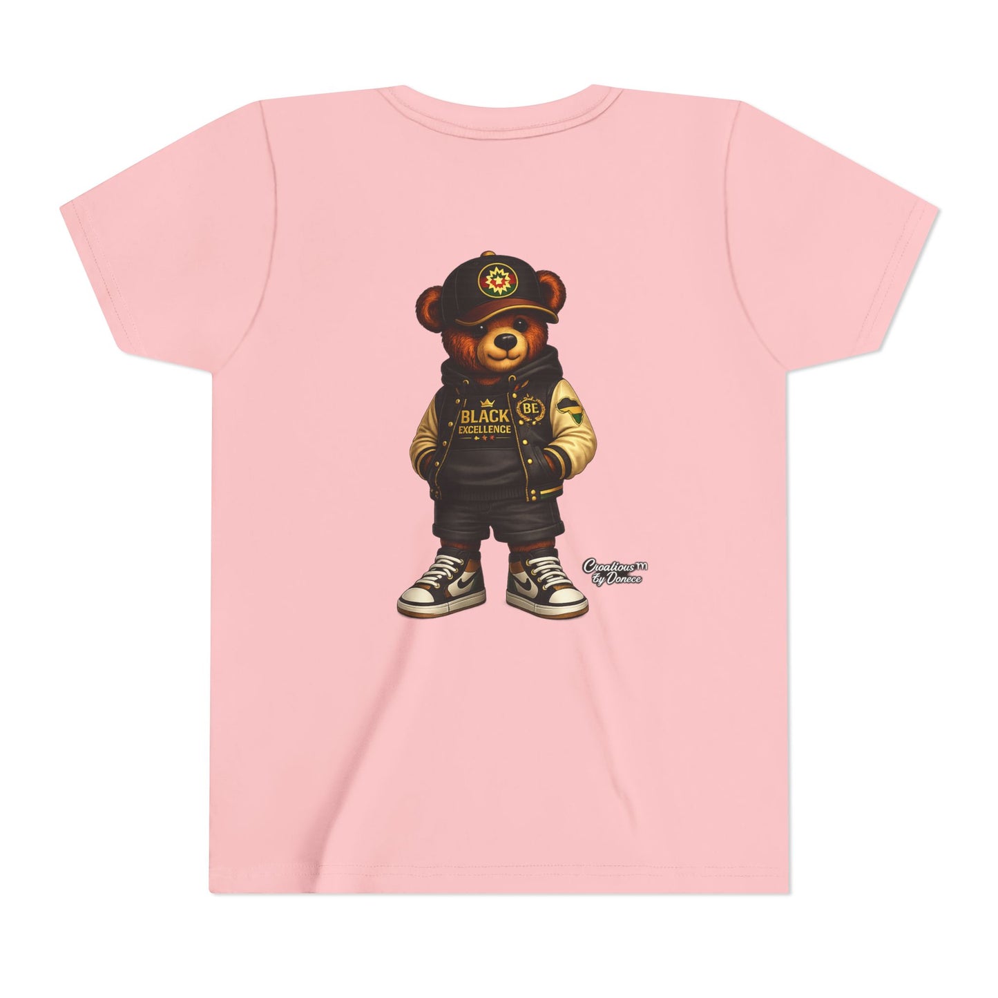 Youth Tee — Streetwear Teddy Bear Graphic (Black Varsity)