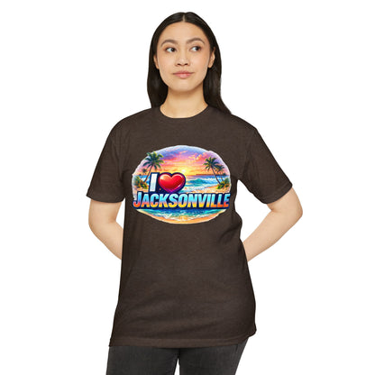 I  Jacksonville Beach T-Shirt — Retro Sunset Palm Vacation Tee