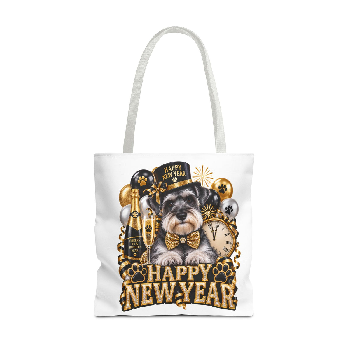 New Year Puppy Tote - Happy New Year Schnauzer Party Bag