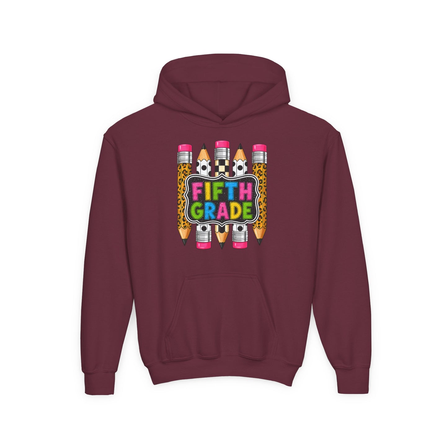 Fifth Grade Kids Hoodie — Colorful Pencil Back‑to‑School Sweatshirt for Students
