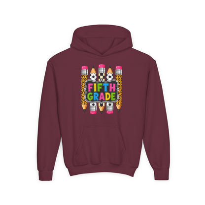 Fifth Grade Kids Hoodie — Colorful Pencil Back‑to‑School Sweatshirt for Students