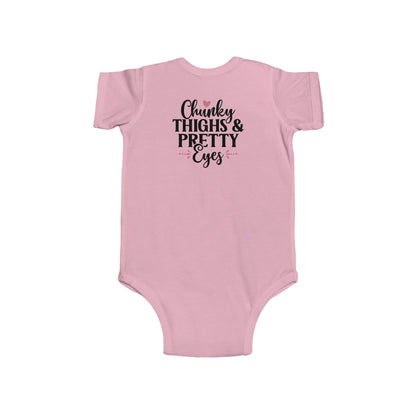 Infant Bodysuit - "Chunky Thighs & Pretty Eyes" Cute Newborn Onesie