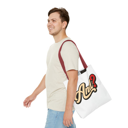 And? Graphic Tote Bag — Retro Script Question Mark Design