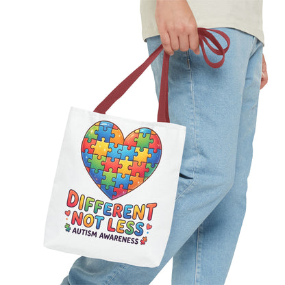 Autism Awareness Tote Bag — "Different Not Less" Puzzle Heart