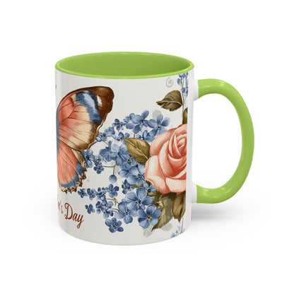 Mother's Day Butterfly Coffee Mug - 'Happy Mother's Day' Floral Accent Mug