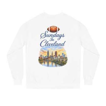 Sundays in Cleveland Football Crewneck Sweatshirt — Cleveland Skyline Game Day Pullover