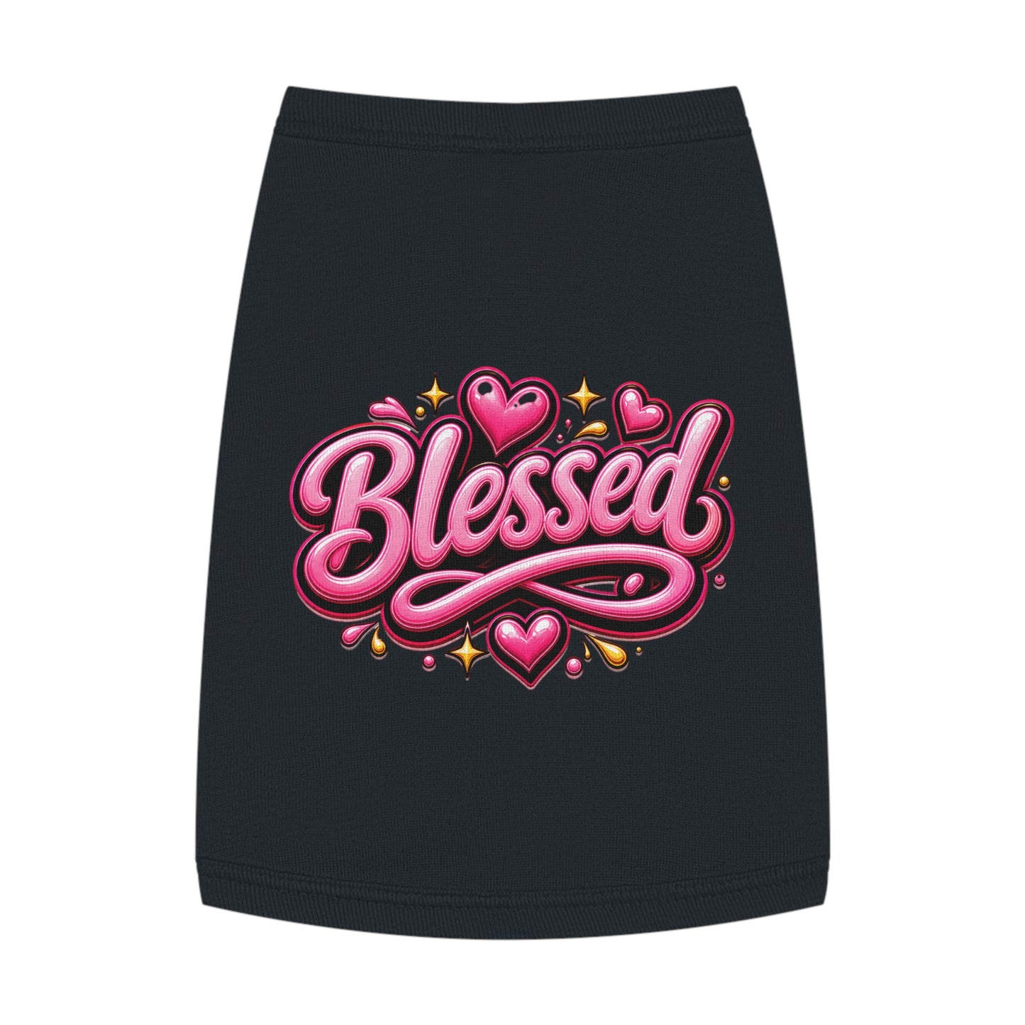 Blessed Pet Tank Top — Pink Heart Graphic Dog Shirt