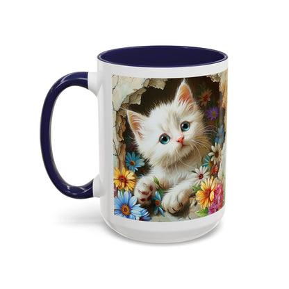 Cute Kitten Floral Accent Coffee Mug (11/15oz)