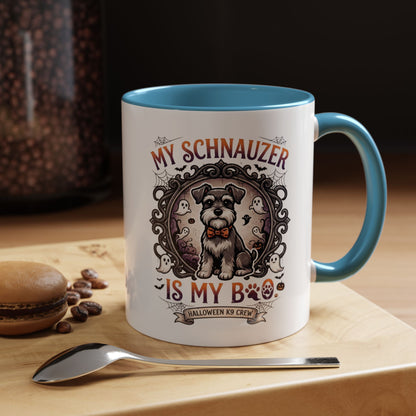 My Schnauzer Is My Boo Coffee Mug — Halloween Dog Lover Accent Mug