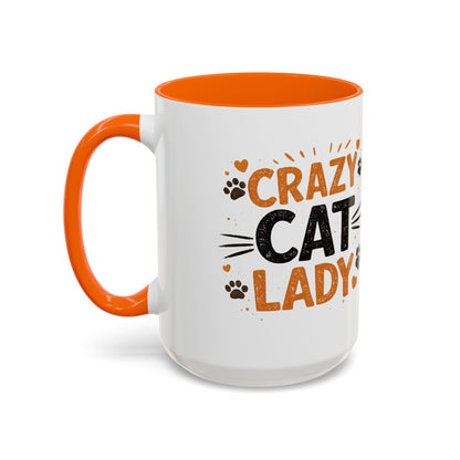 Cat Mug — "Crazy Cat Lady" Cute Kitten Accent Coffee Mug (11/15 oz)