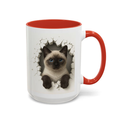 Siamese Cat Peeking Accent Coffee Mug (11/15oz)