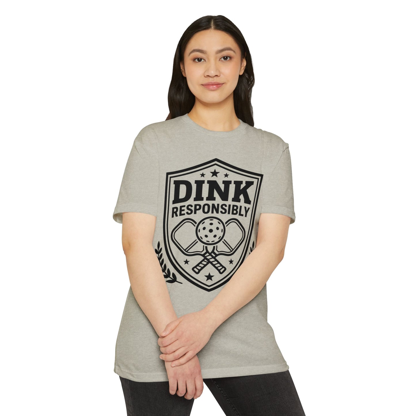 Dink Responsibly Pickleball T-Shirt — Vintage Shield Design