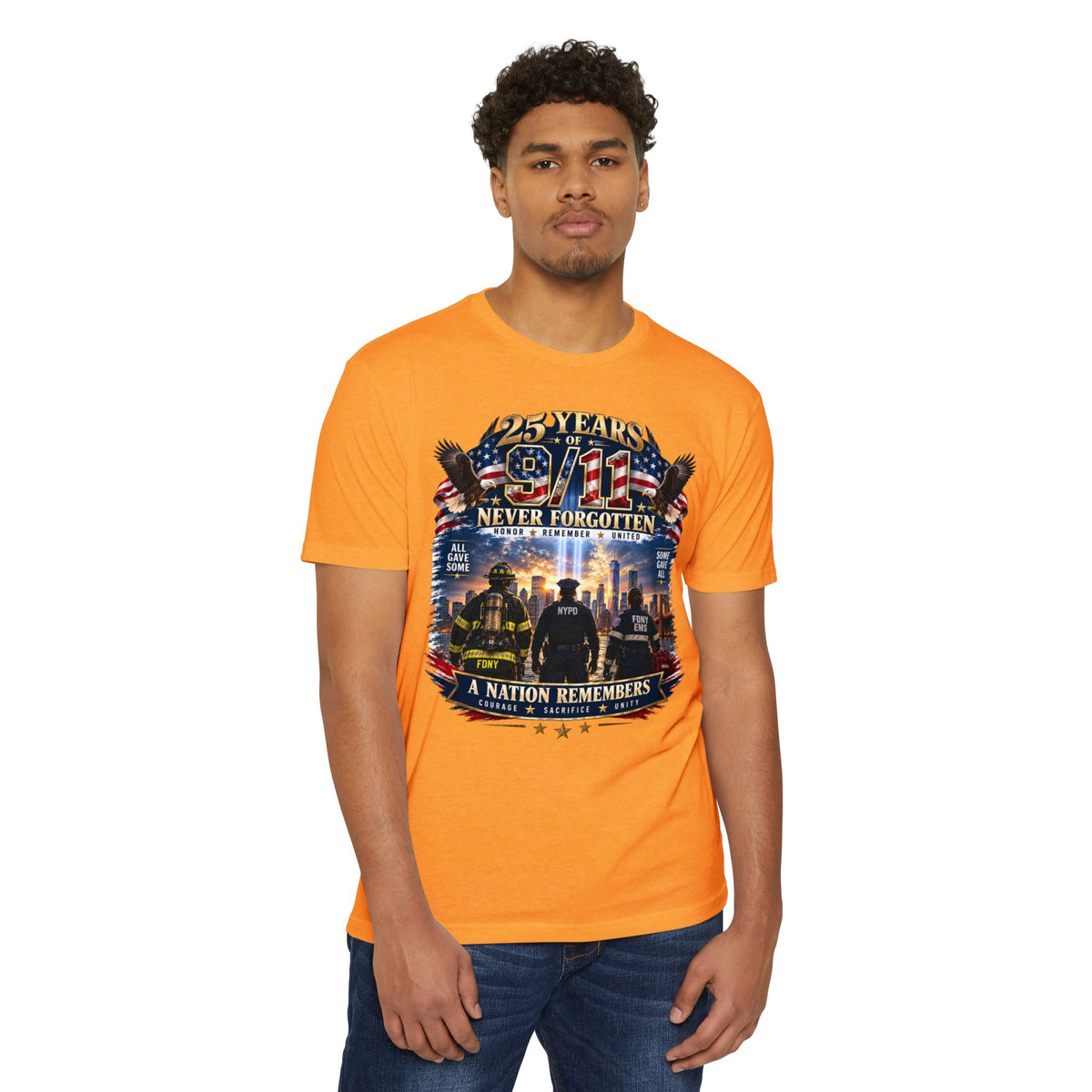 9/11 Never Forgotten T-Shirt — 25 Years Tribute Memorial Tee