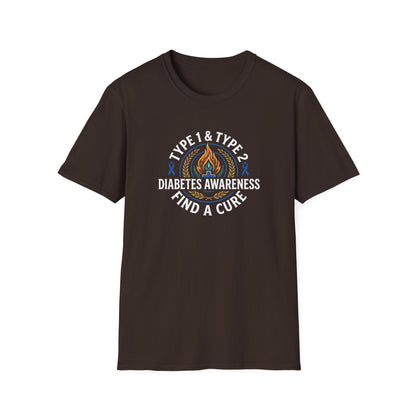 Type 1 & Type 2 Find a Cure Diabetes Awareness T-Shirt