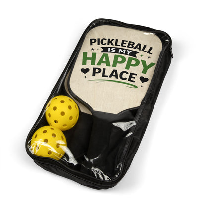 Pickleball Paddle Set — “Pickleball Is My Happy Place” Paddle & Balls Kit