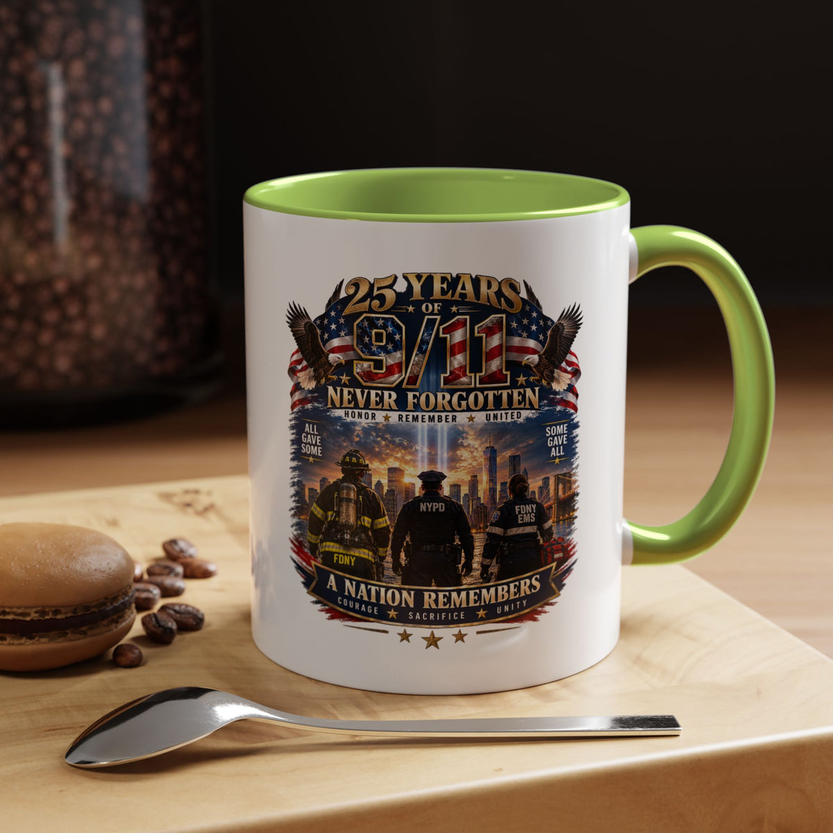 11oz/15oz Coffee Mug — 25 Years of 9/11 Never Forgotten Memorial Design