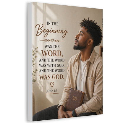 Stretched Canvas - John 1:1 Scripture Wall Art (In the Beginning)