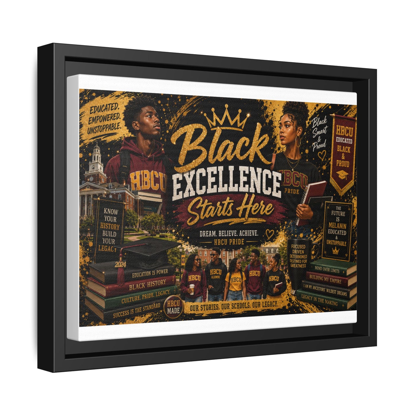 Black Excellence Starts Here Framed Canvas