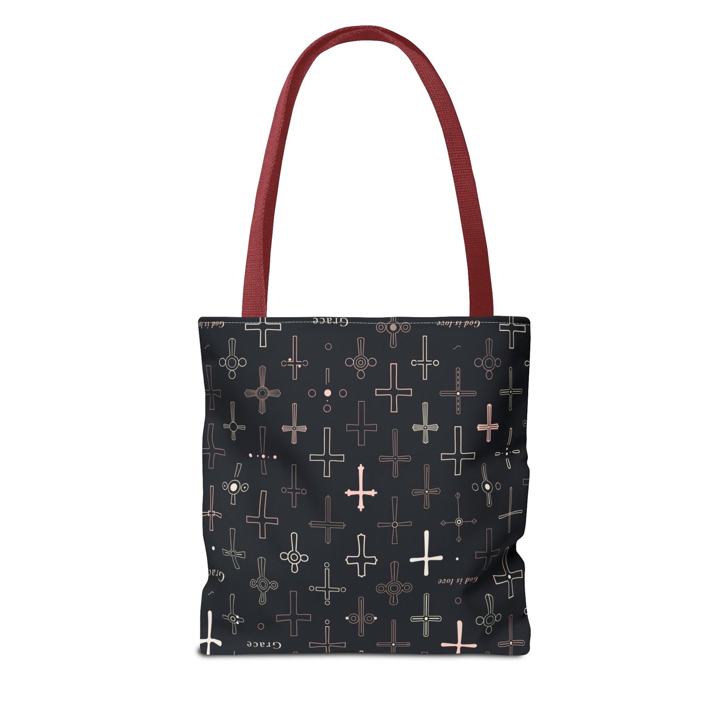 Cross Pattern Tote Bag — Faith & Grace Religious All-Over Print Tote