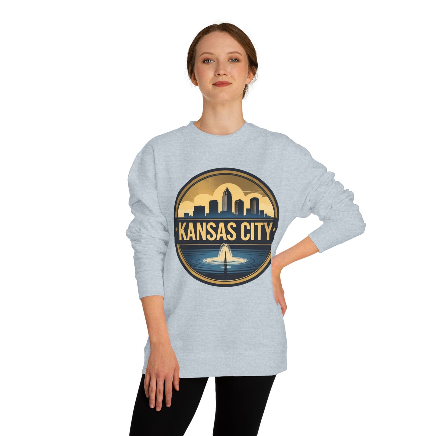 Kansas City Skyline Crewneck Sweatshirt – Cityscape Fountain Graphic