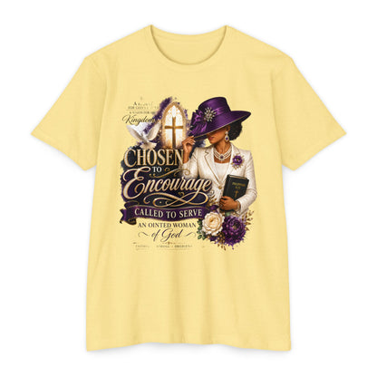 Chosen to Encourage Christian T-Shirt — 'Called to Serve' Purple Church Hat Design