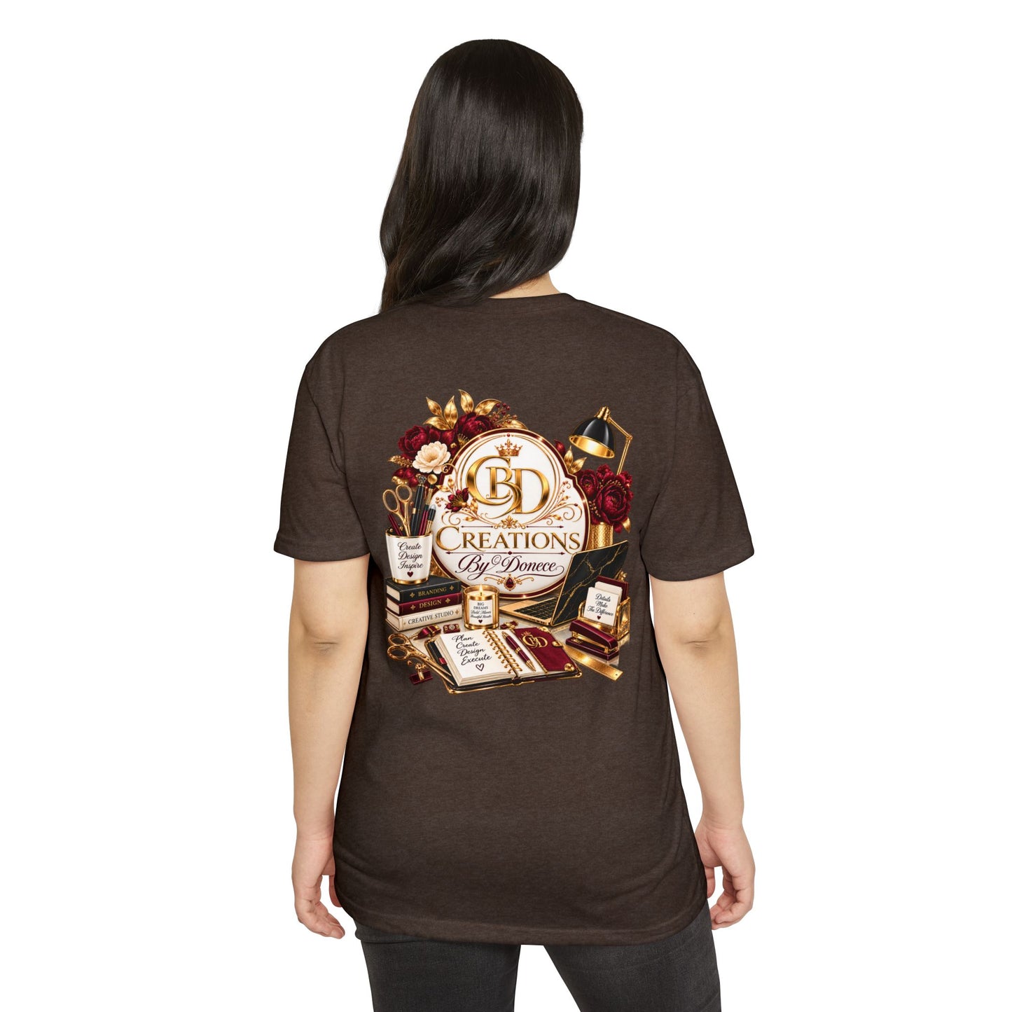 Creations by D’Donne Logo T‑Shirt — Vintage Book & Desk Design