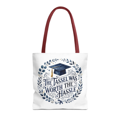Graduation Tote Bag – “The Tassel Was Worth The Hassle” Cap & Wreath Graduation Gift Tote