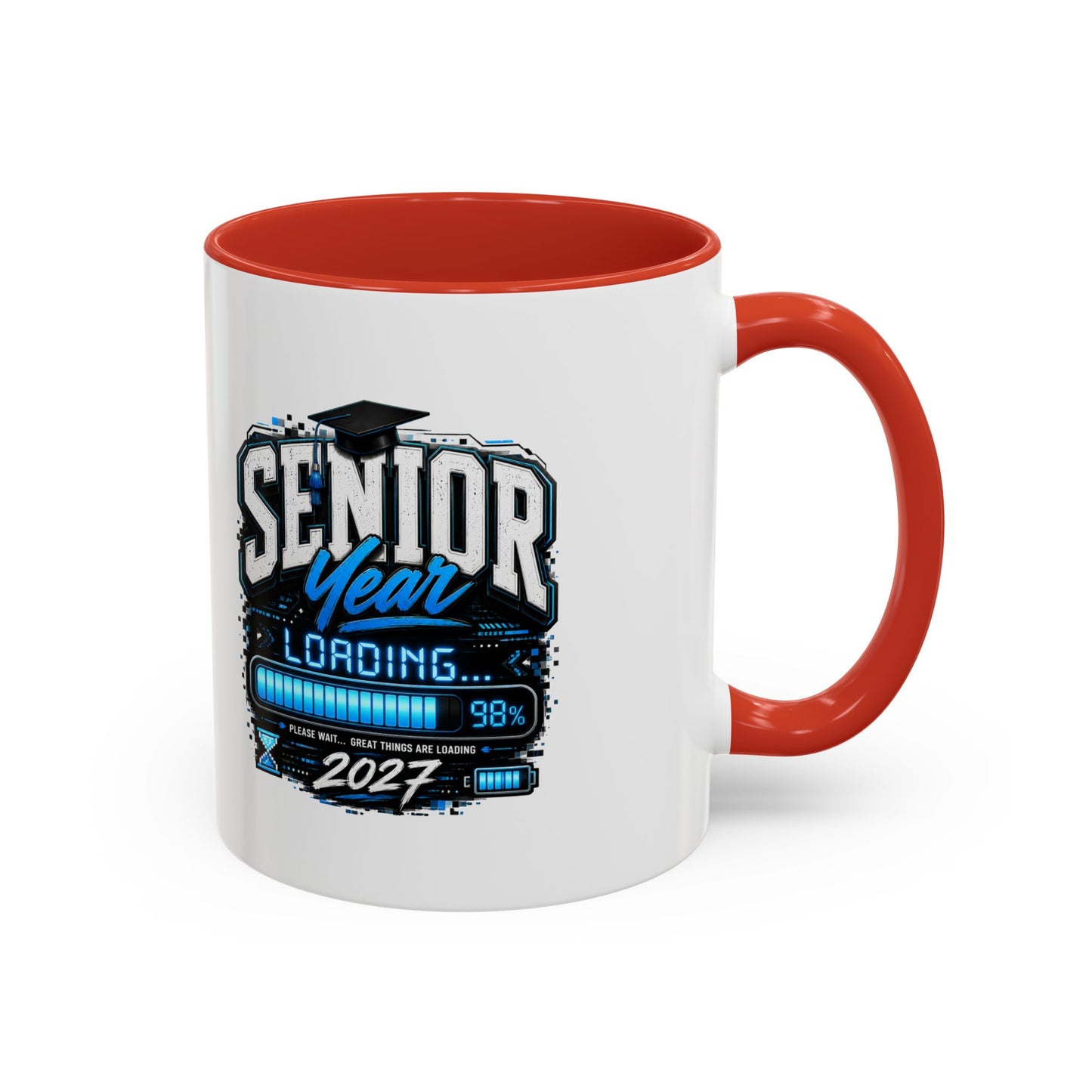Senior Year Loading 2027 Accent Coffee Mug — Graduation Gift Cup (11/15oz)