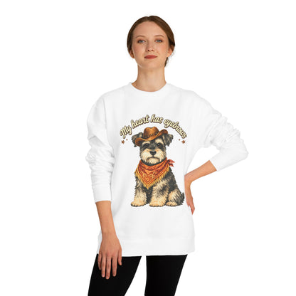 Schnauzer Cowboy Sweatshirt – "My Heart Has Eyeholes" Cute Western Dog Crewneck