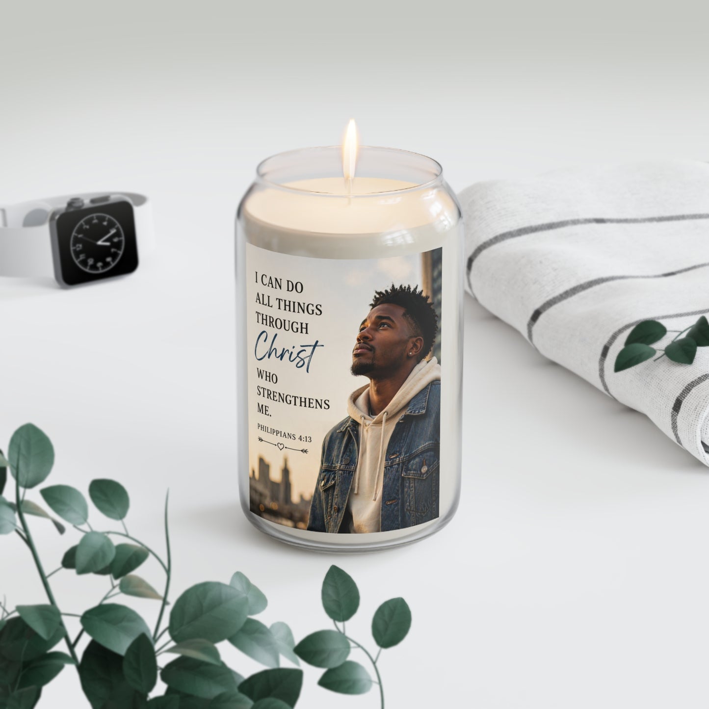Inspirational Scripture Candle — “I Can Do All Things Through Christ” Scented Soy Candle (13.75 oz)