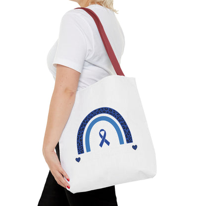 Blue Awareness Ribbon Rainbow Tote Bag – Support & Hope Everyday Tote
