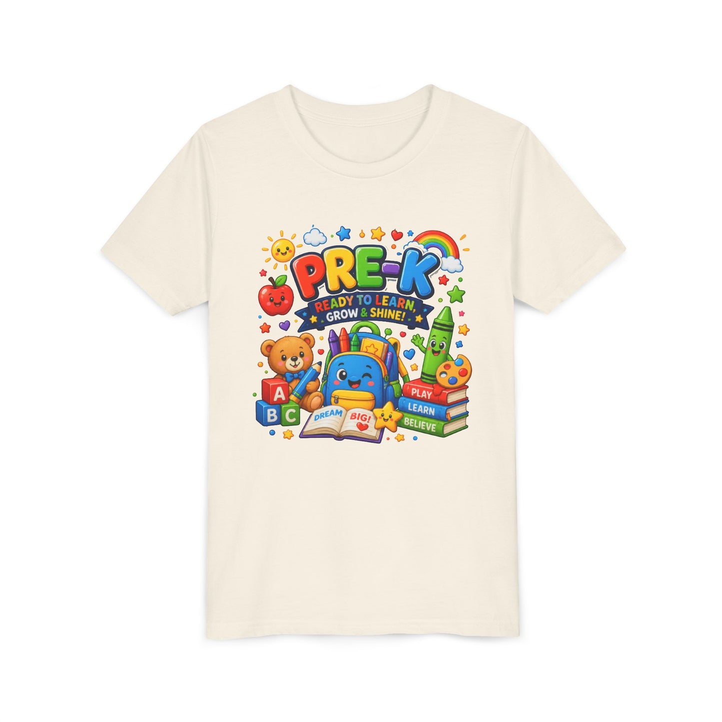 Pre-K Ready To Learn Kids T-Shirt — Colorful Preschool Back-to-School Tee