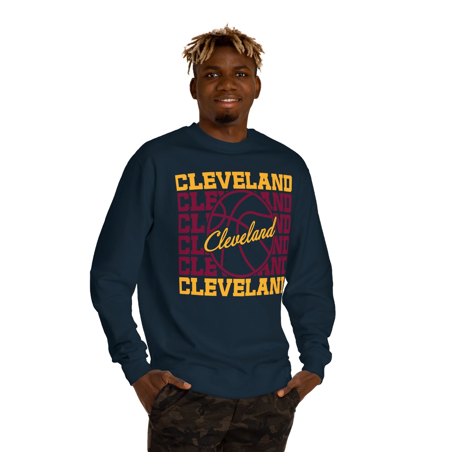Cleveland Basketball Crewneck Sweatshirt – Retro Script Hoop Design