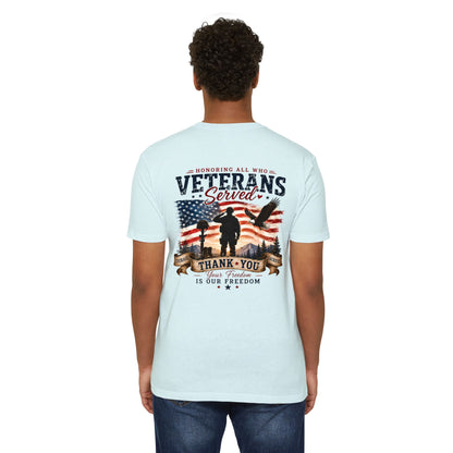 Veterans Served T‑Shirt — Honoring All Who Served, Thank You USA Flag Tribute
