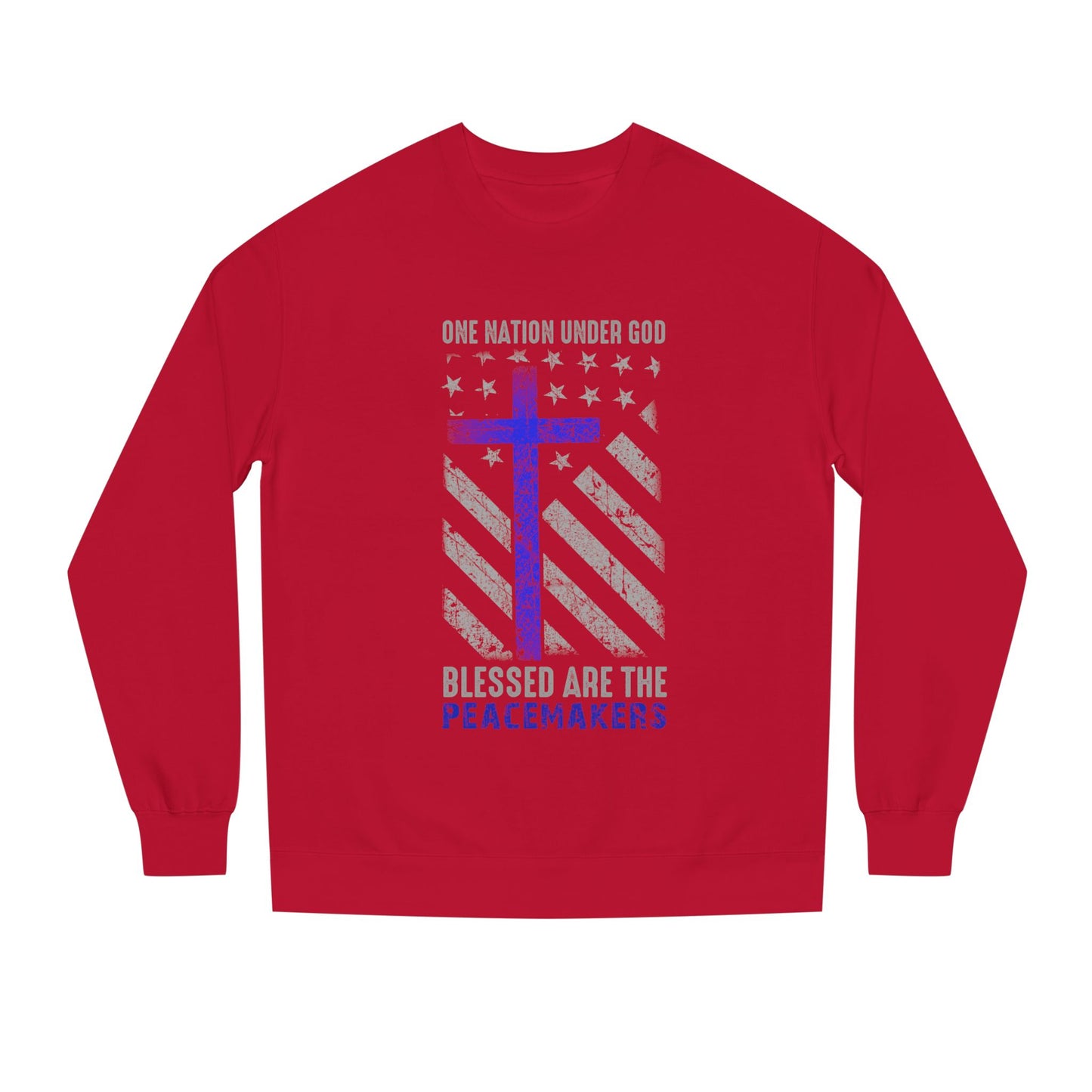 Blessed Are The Peacemakers Crewneck Sweatshirt — One Nation Under God Christian Flag Design