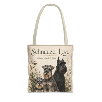 Schnauzer Love Tote Bag — Illustrated Dog Portraits, Miniature Standard Giant