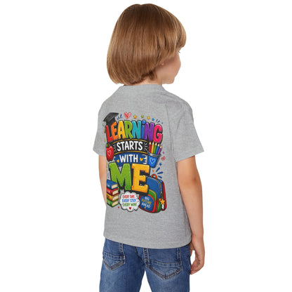 Toddler T-Shirt — "Learning Starts With Me" Colorful Back-to-School Tee