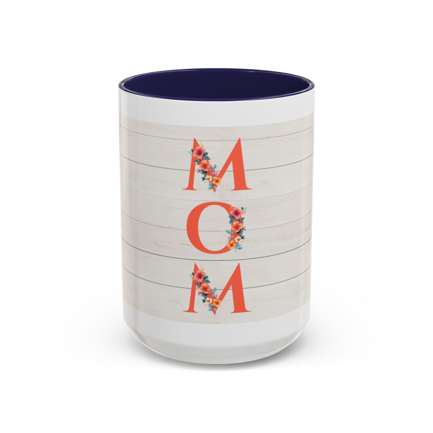 MOM Floral Accent Coffee Mug – Rustic Shiplap Mother's Day Gift (11/15 oz)