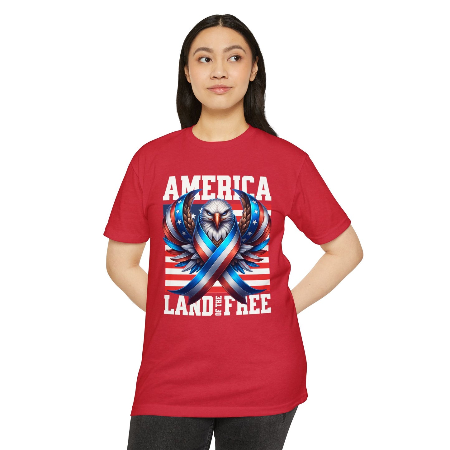 America Land of the Free Eagle Ribbon T-Shirt