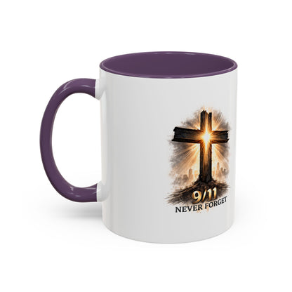 9/11 Never Forget Coffee Mug — Religious Memorial Accent Mug