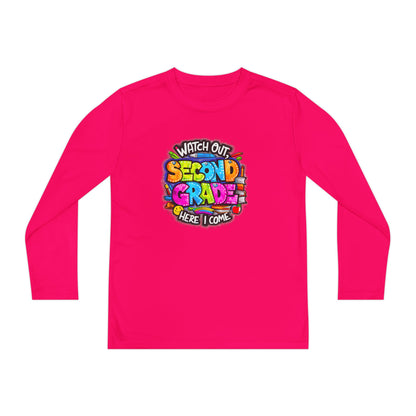 Second Grade Long Sleeve Tee — "Watch Out Second Grade Here I Come" Youth Shirt