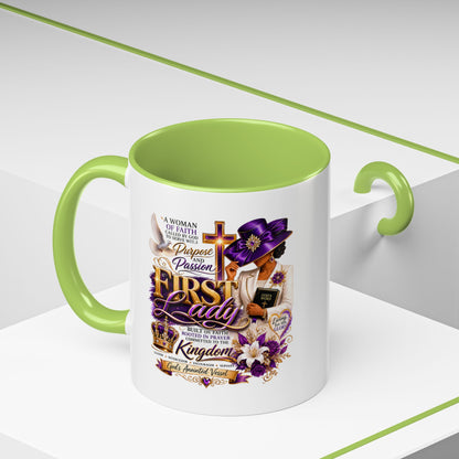 First Lady of Faith Accent Coffee Mug — Inspirational Christian Gift (11/15oz)