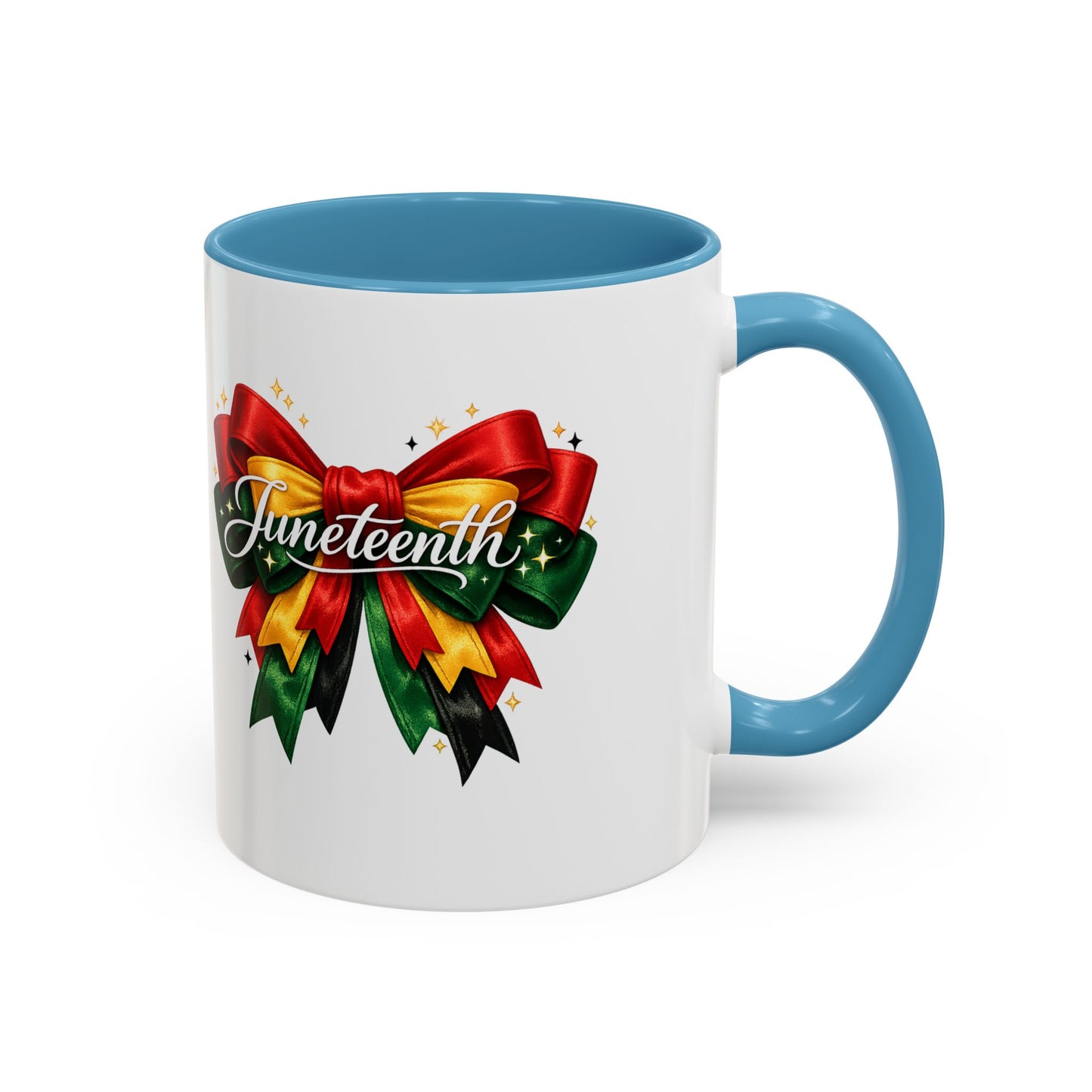 Juneteenth Ribbon Coffee Mug — Black/Red/Green Celebration Accent Mug