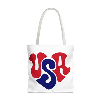 USA Heart Graphic Tote Bag — Retro Patriotic Fourth of July Tote