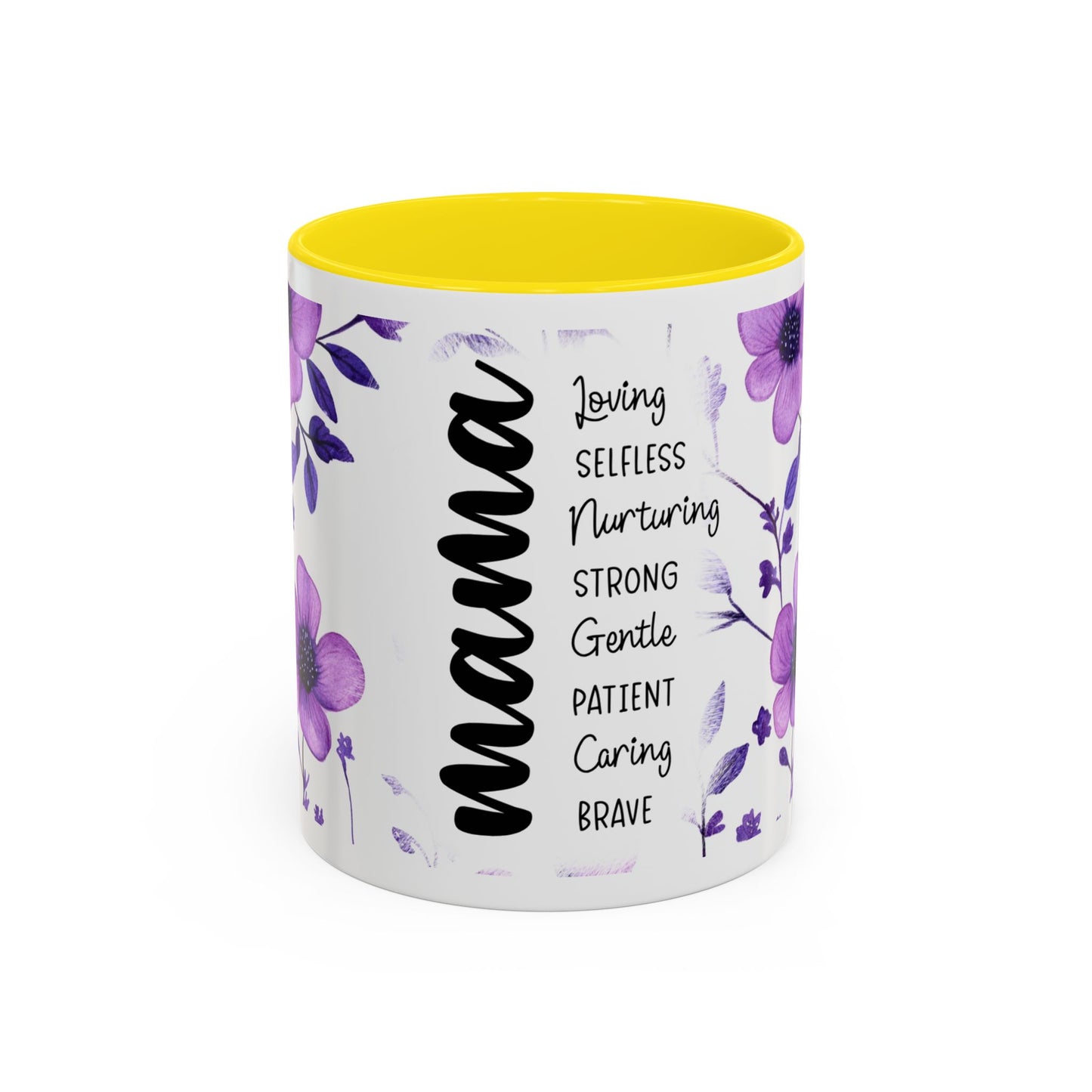 Mama Floral Coffee Mug — "Mama" Traits Listing (Loving, Selfless, Nurturing) — 11/15oz