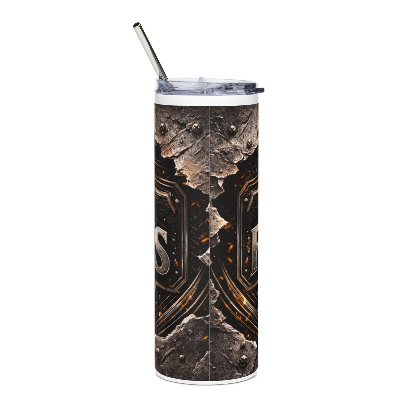 Father's Day 20oz Stainless Steel Tumbler — "Happy 1st Father Day" Vintage Metal Badge Design