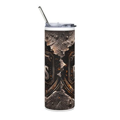 Father's Day 20oz Stainless Steel Tumbler — "Happy 1st Father Day" Vintage Metal Badge Design